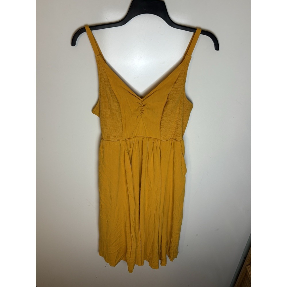 Torrid Womens Midi Lenny Smocked Bodice Dress Size 1 (1X) Mustard Yellow Rayon